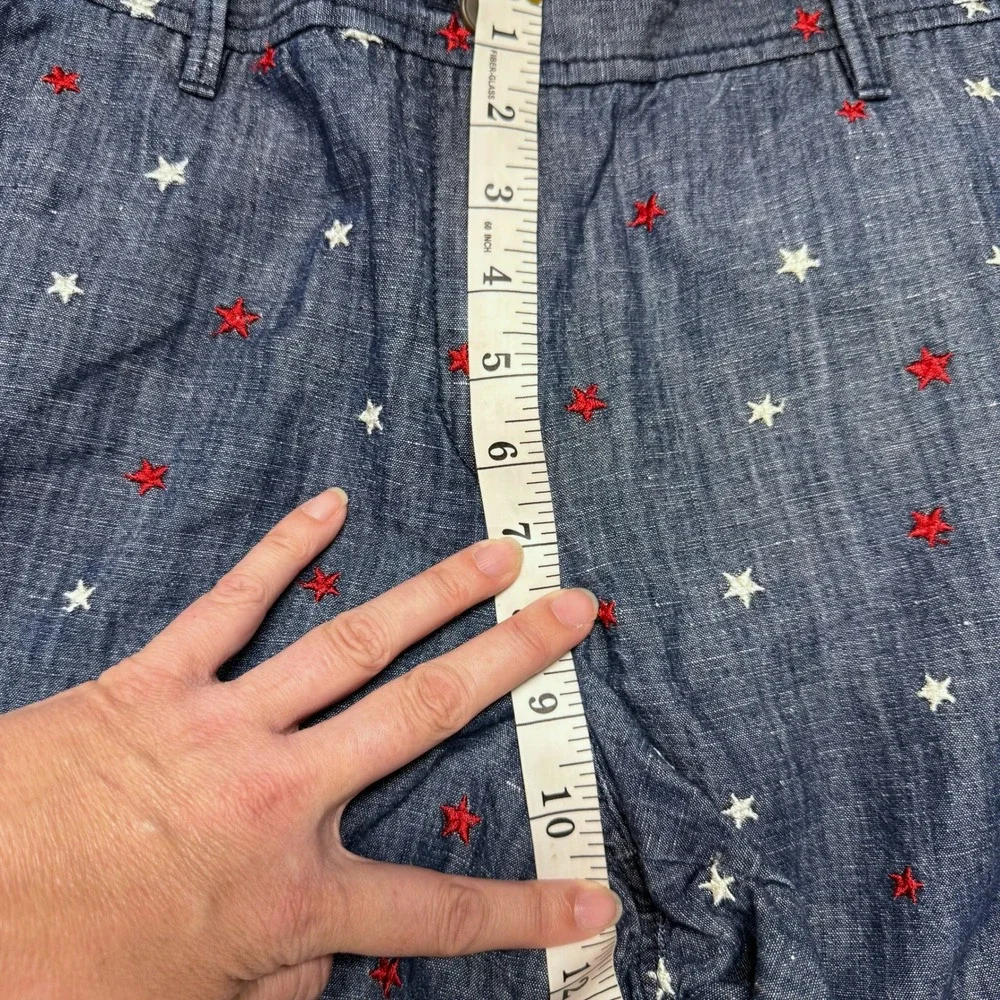 Talbots Relaxed Chino Short‎ Star Print Blue Red White Women's Size 14P